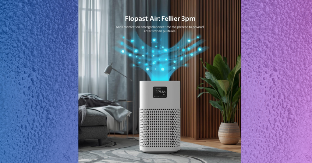 "A sleek white smart air purifier with HEPA filter technology to remove allergens and flu viruses from home air."