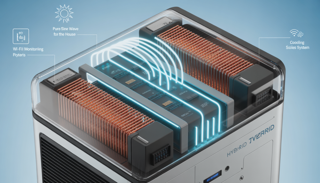 Modern-hybrid-solar-inverter-with-digital-monitoring-display