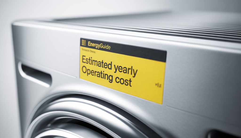 Blue Energy Star logo on a modern stainless steel refrigerator.
