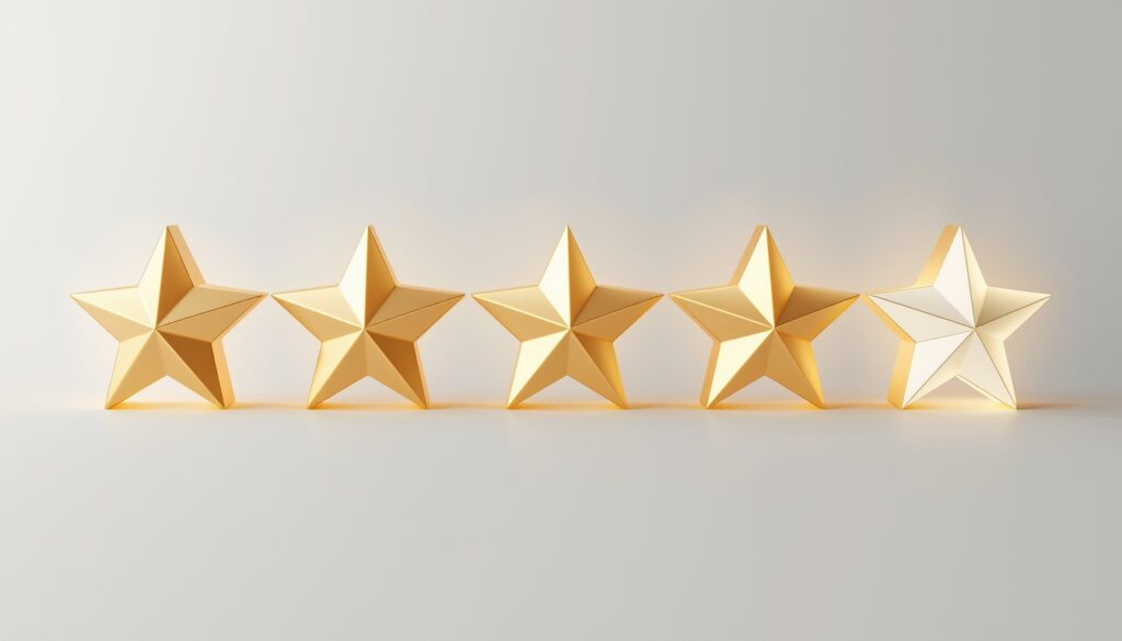 A row of five glowing gold stars representing high energy efficiency ratings.