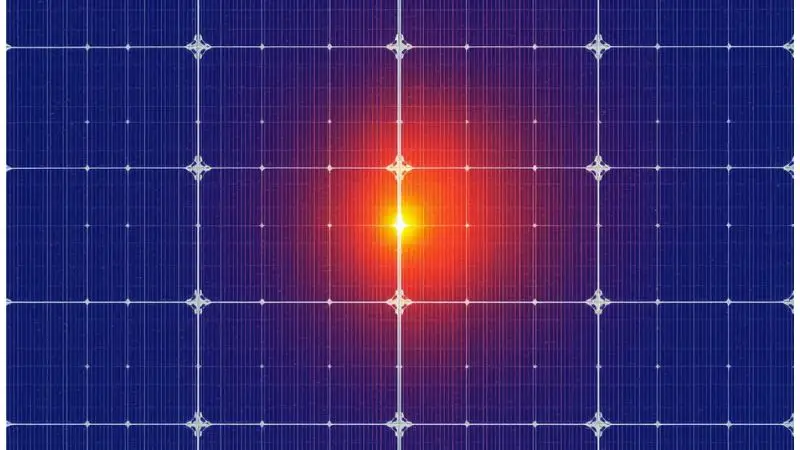 Thermal imaging used during solar panel maintenance to detect a hotspot defect in a solar cell.