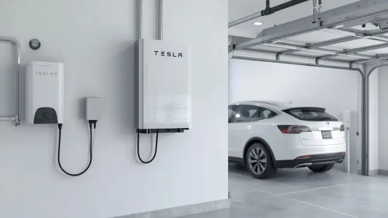 A home battery storage system and inverter installed for efficient solar powered electric vehicle charging.