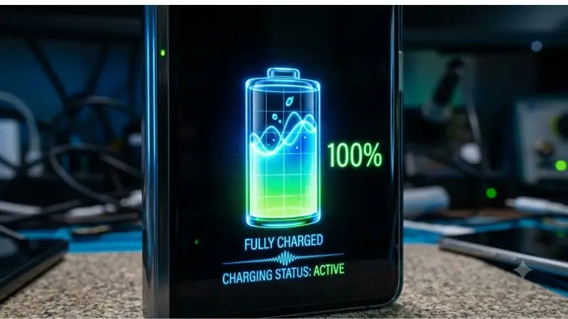 Charging solar LiFePO4 battery to 100 percent for cell balancing.